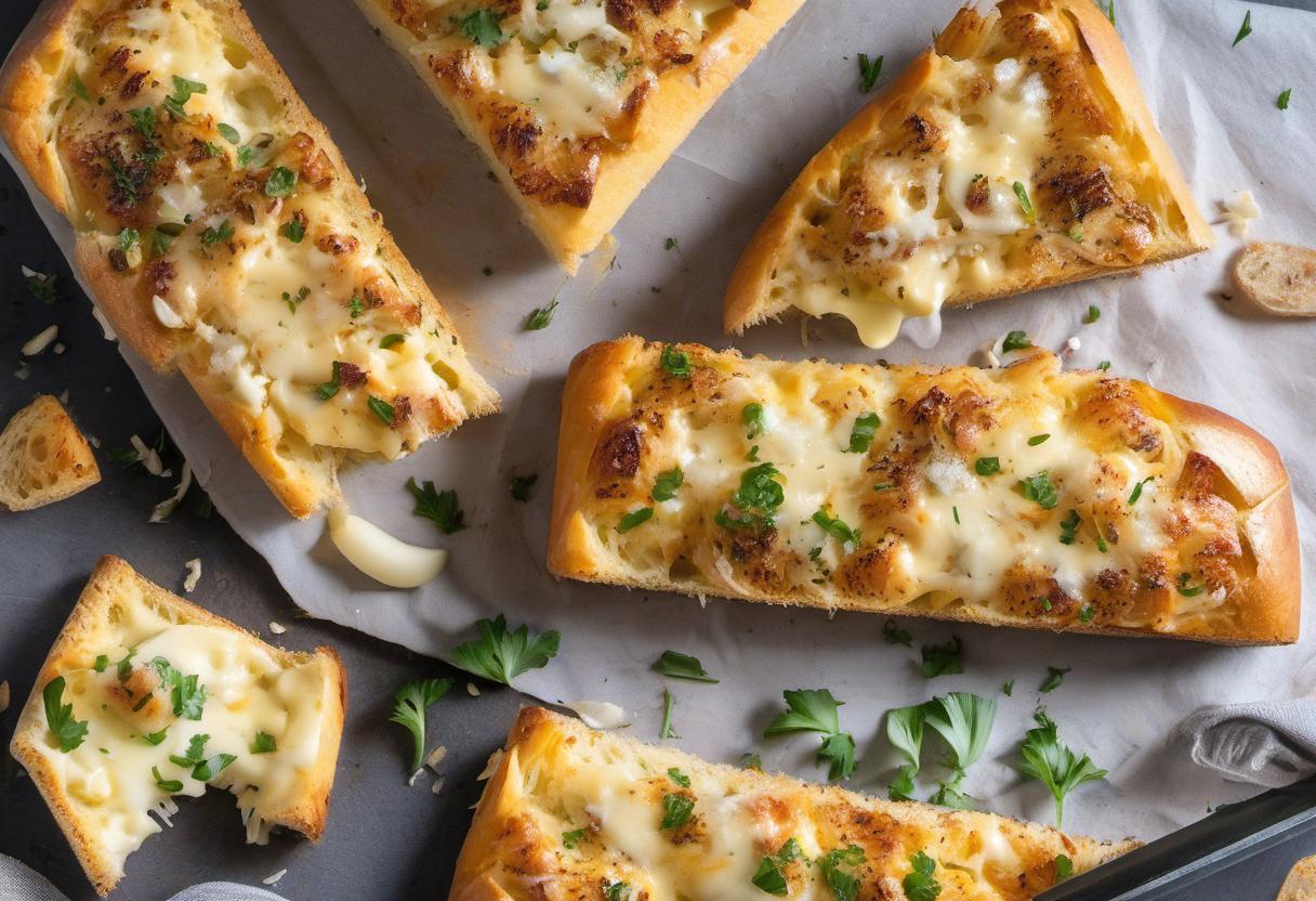 Image showing the final output answering the question: How do I bake a cheesy garlic bread.