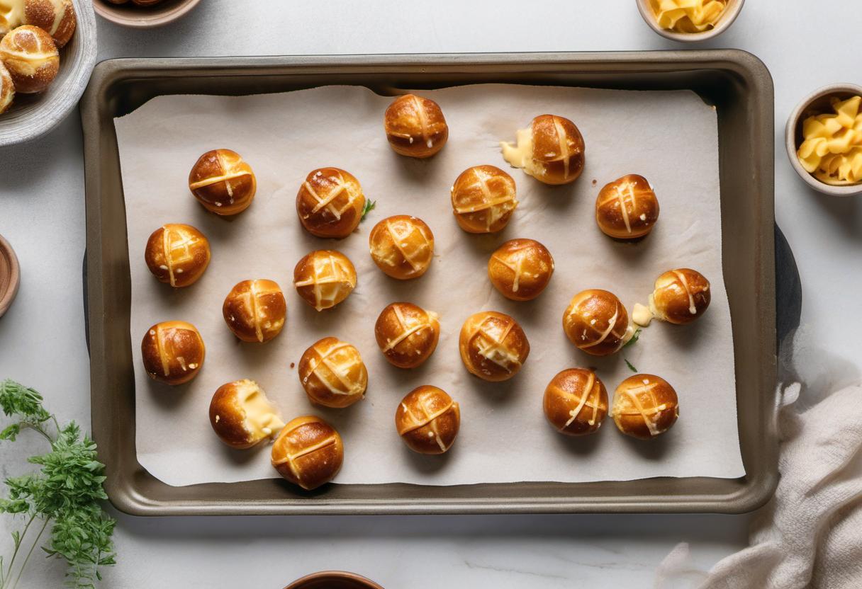 Image showing the final output answering the question: How do I bake golden Cheese-filled Pretzel Bites.