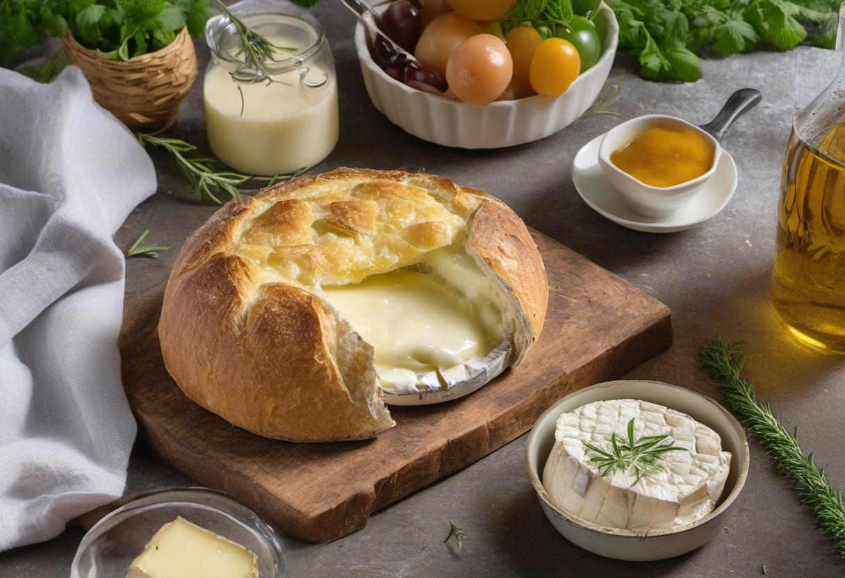 Image showing the final output answering the question: How do I make a Camembert Baked in Bread.