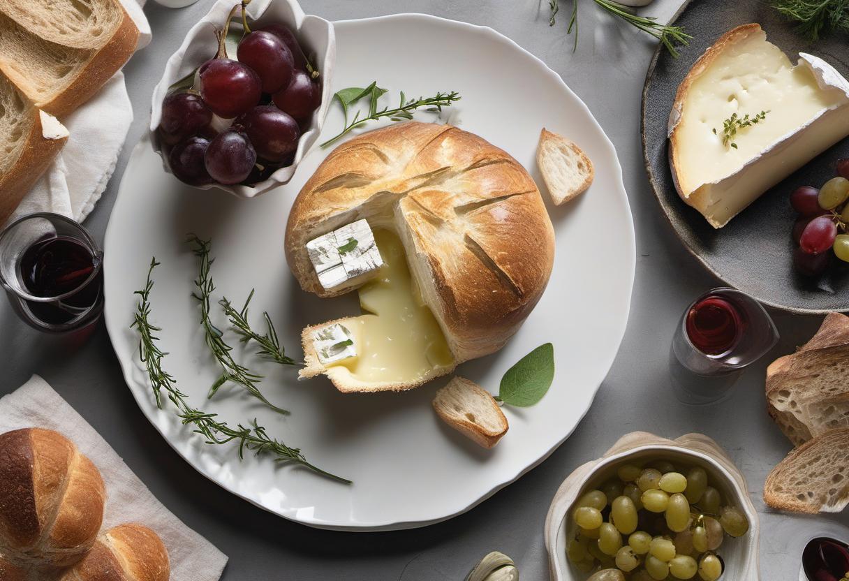 Image showing the final output answering the question: How do I serve Camembert Baked in Bread with style.