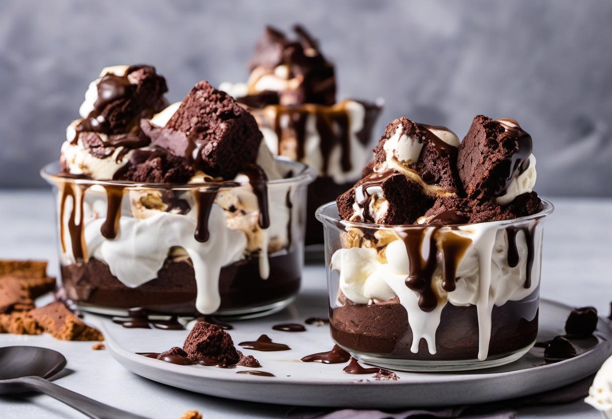 Image showing the final output answering the question: How do I upgrade my ice cream with a Gooey Brownie Sundae.