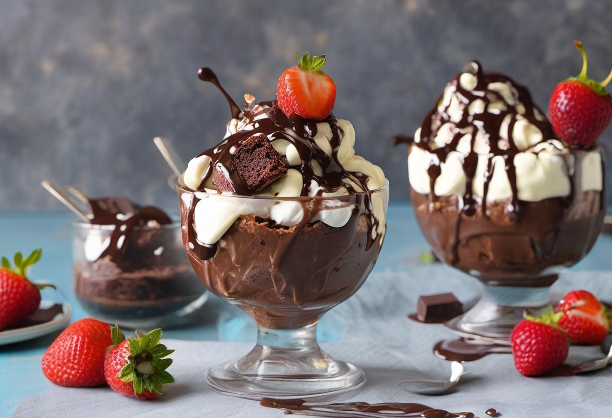 Image showing the final output answering the question: How do I surprise my friends with a Gooey Brownie Sundae.