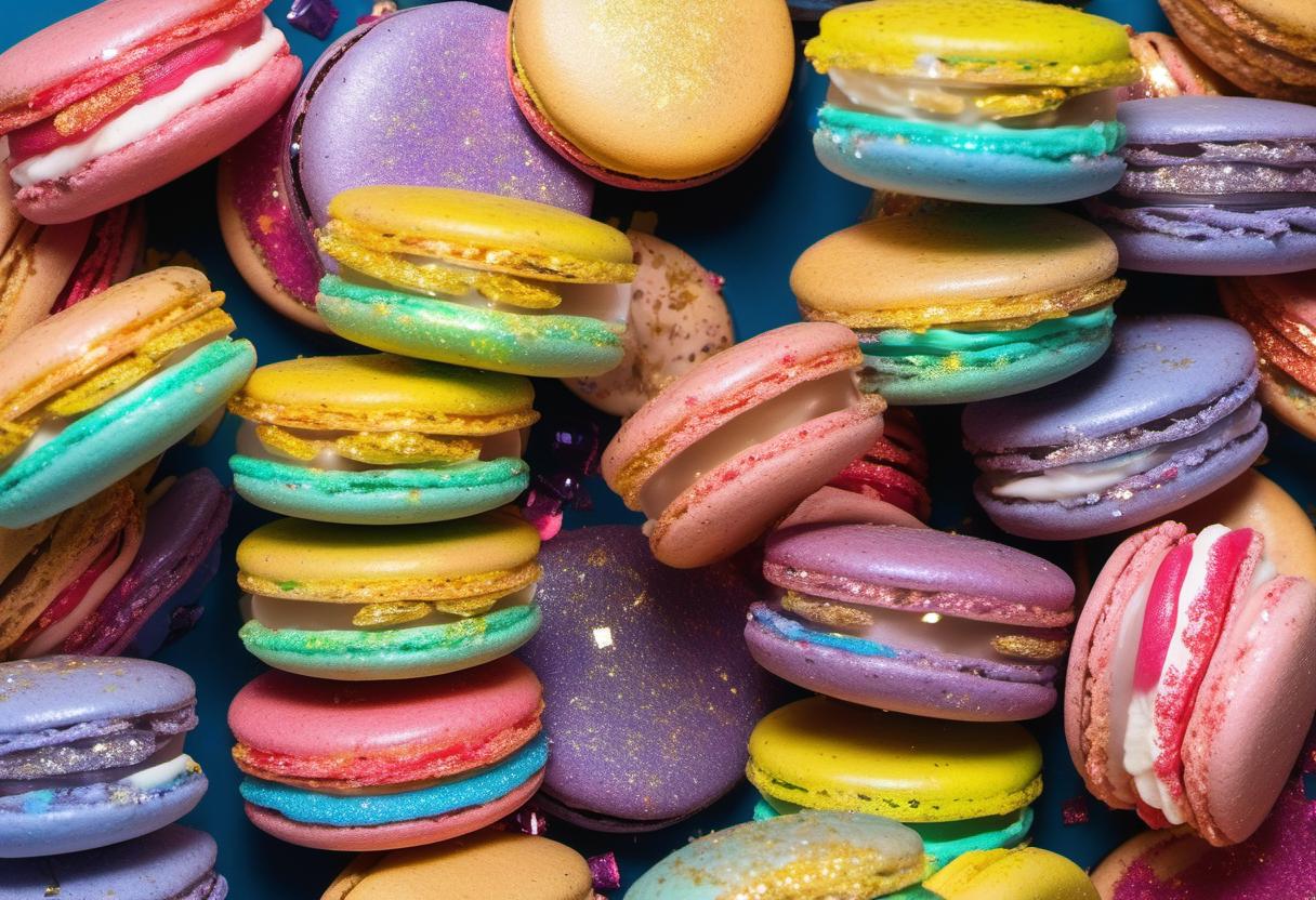 Image showing the final output answering the question: How do I create rainbow glitter macarons.