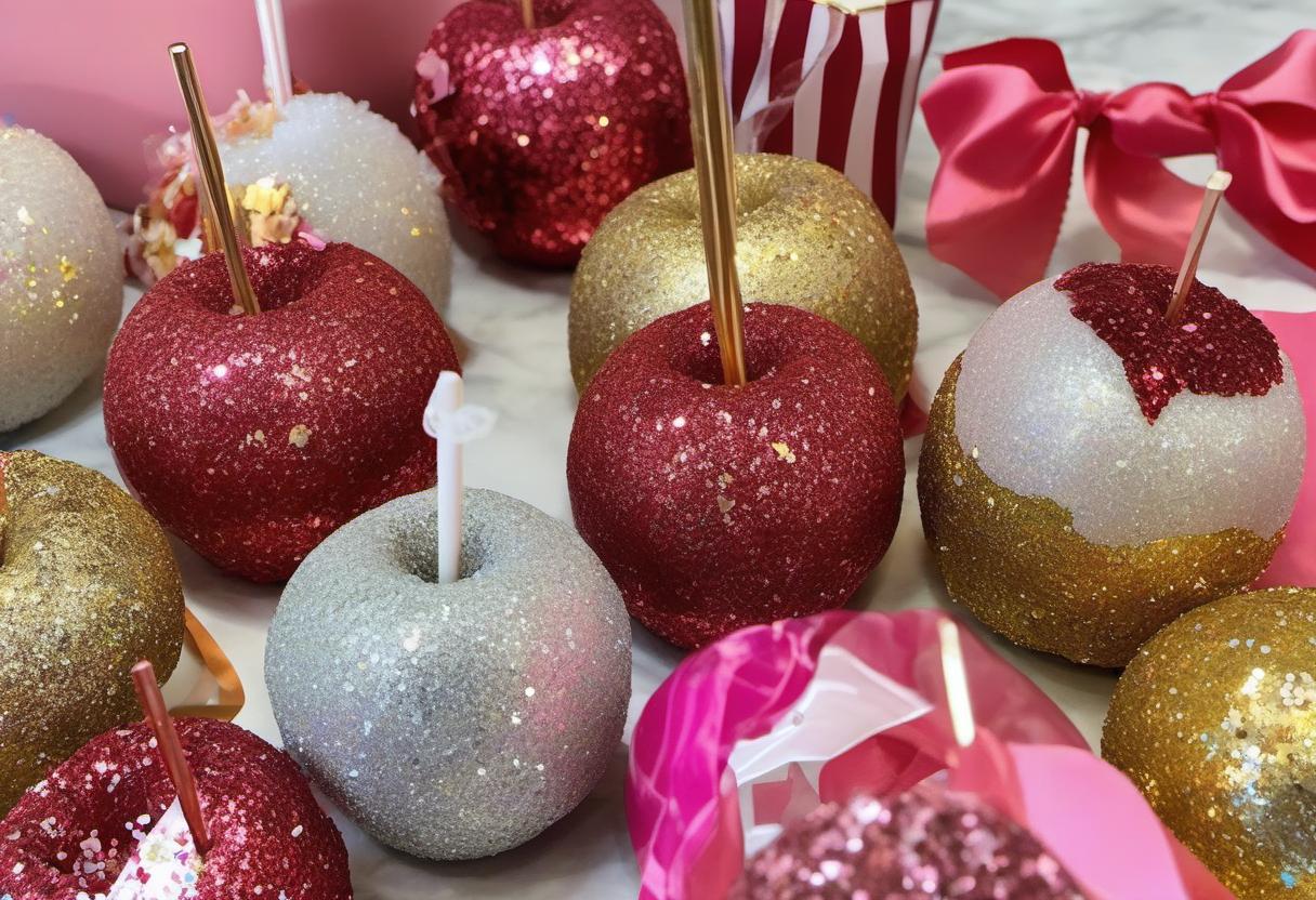 Image showing the final output answering the question: How do I jazz up my Candy Apples with Edible Glitter.
