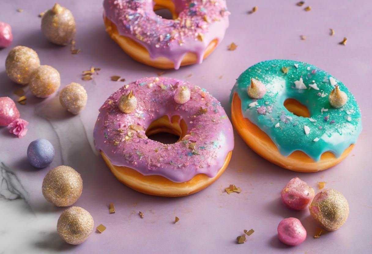 Image showing the final output answering the question: How do I make unicorn-inspired Shimmering Donuts.
