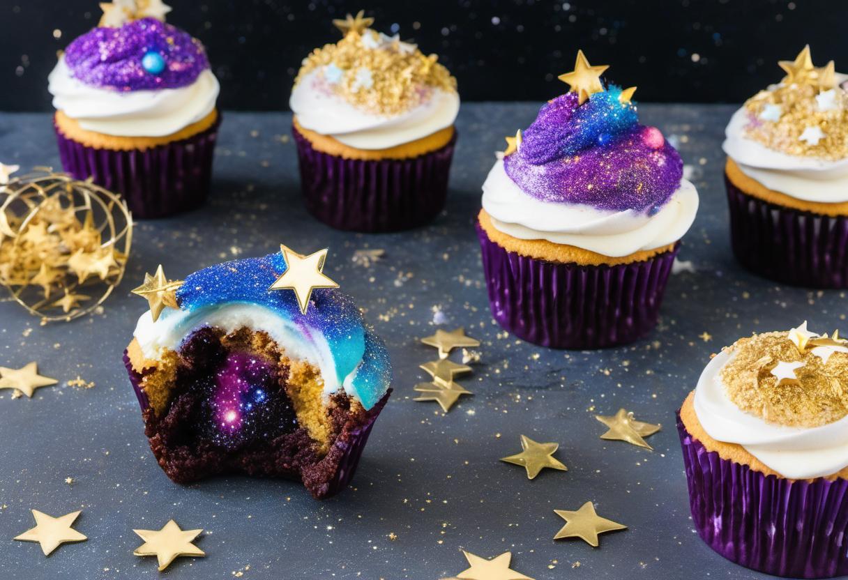 Image showing the final output answering the question: How do I add a galactic twist to classic cupcakes.