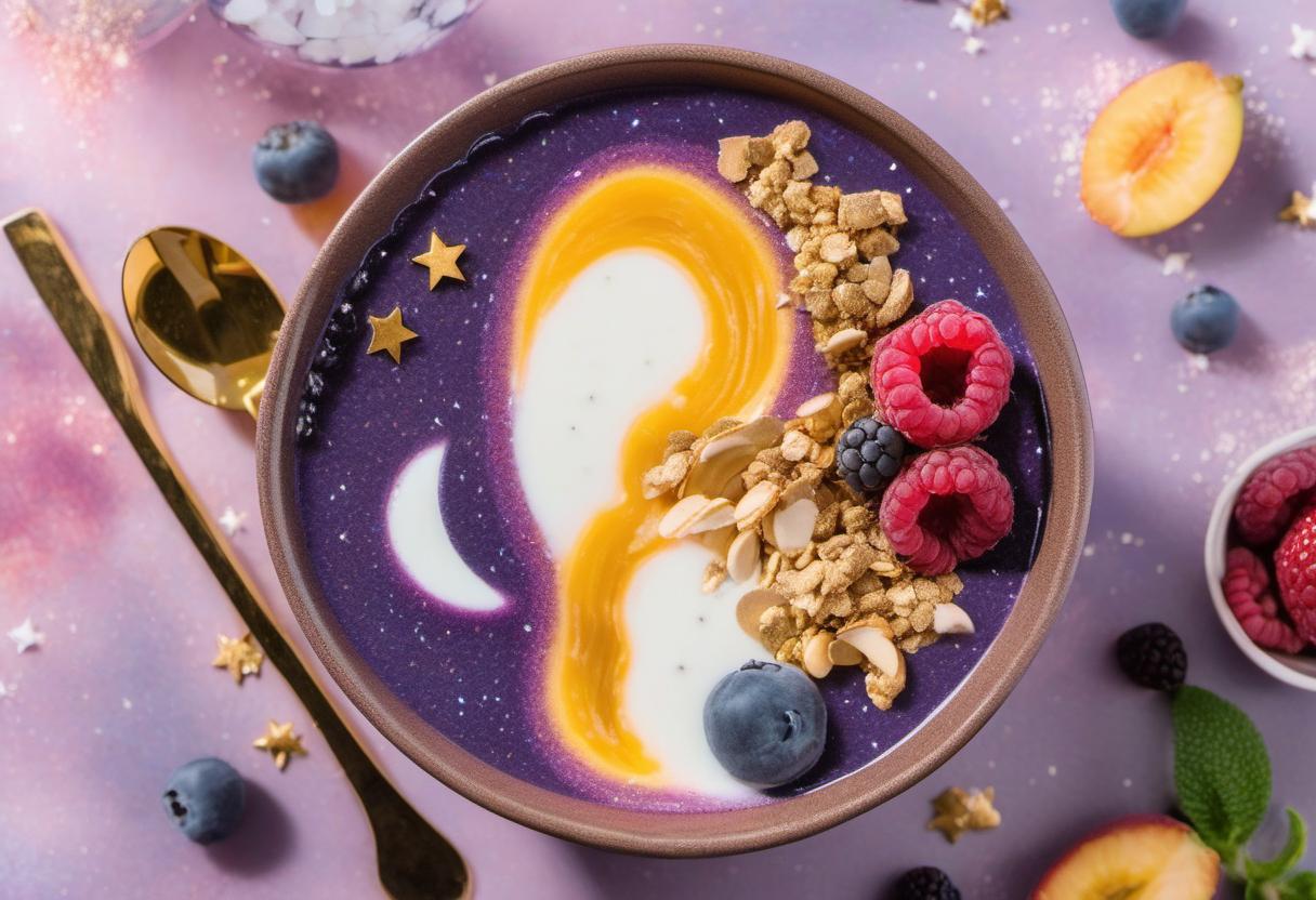 Image showing the final output answering the question: How do I make a galaxy-inspired smoothie bowl.