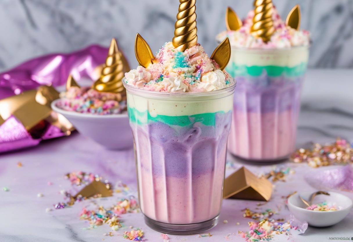 Image showing the final output answering the question: How do I impress my friends with a homemade Unicorn Frappuccino.