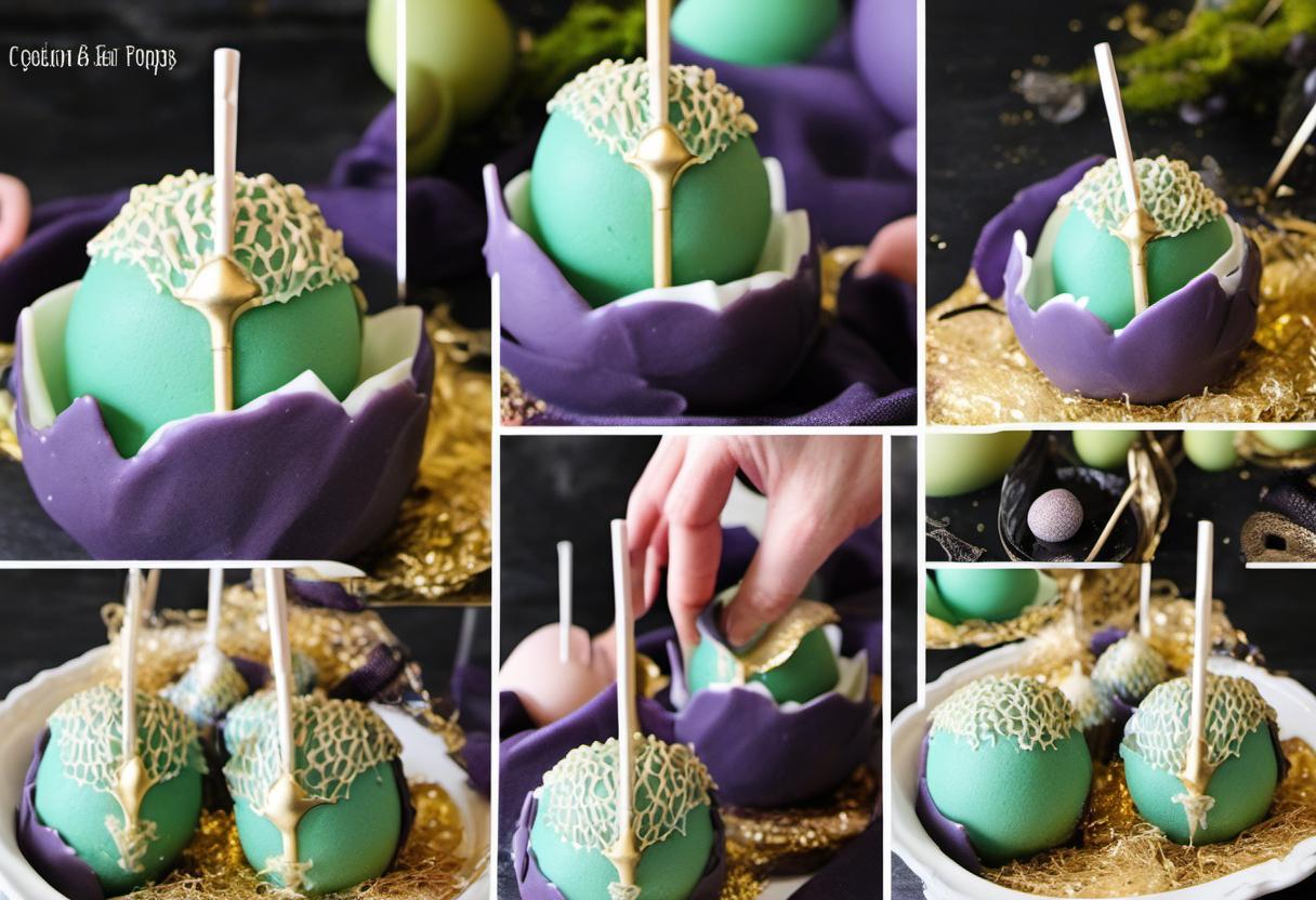 Image showing the final output answering the question: How do I make Dragon Egg Cake Truffle Pops.