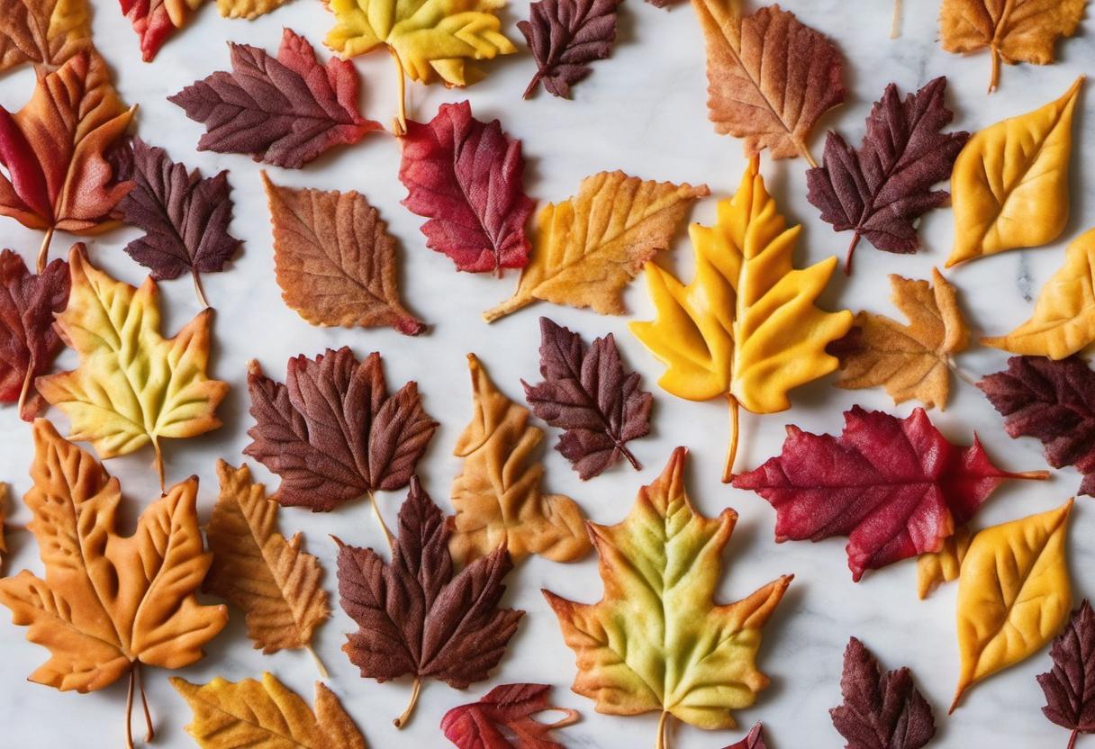 Image showing the final output answering the question: How do I make edible fall leaves for my pie crusts.
