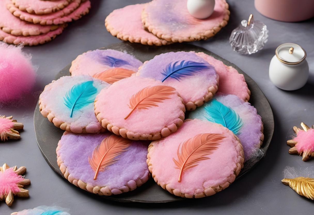 Image showing the final output answering the question: How do I craft Phoenix Feather Candy Floss cookies.