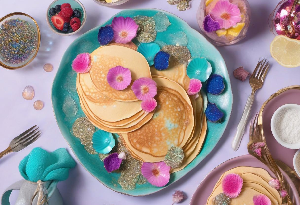 Image showing the final output answering the question: How do I make Mermaid Scale Pancakes.