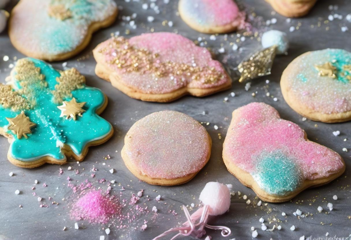 Image showing the final output answering the question: How do I bake Glittery Dust cookies with Faerie Floss.