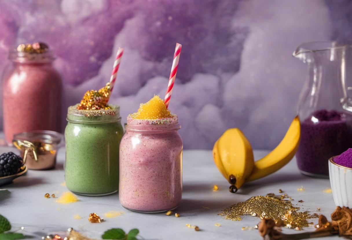 Image showing the final output answering the question: How do I add a dash of magic to my Wizard Potion Smoothies.