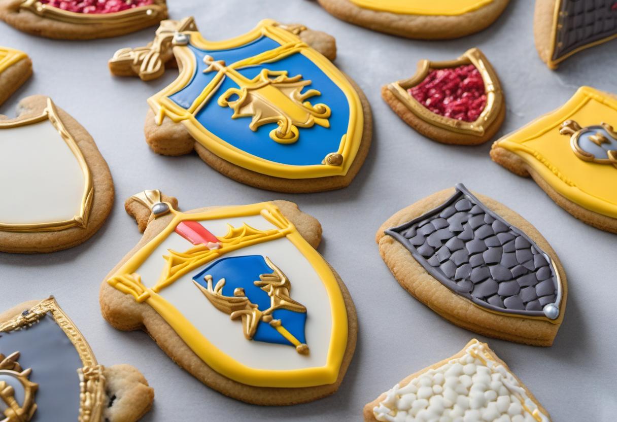 Image showing the final output answering the question: How do I decorate Knights Shield Cookies.
