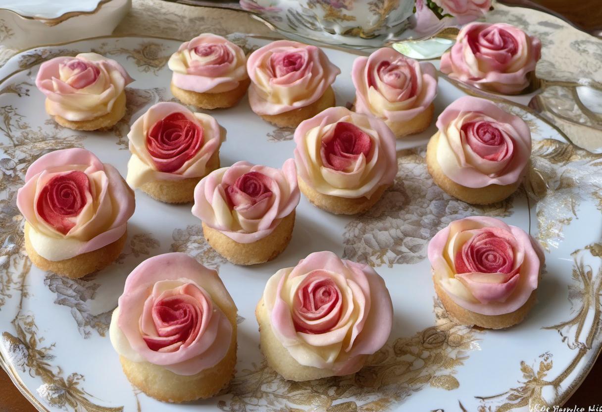 Image showing the final output answering the question: How do I bake Edible Roses for Victorian Tea Cakes.