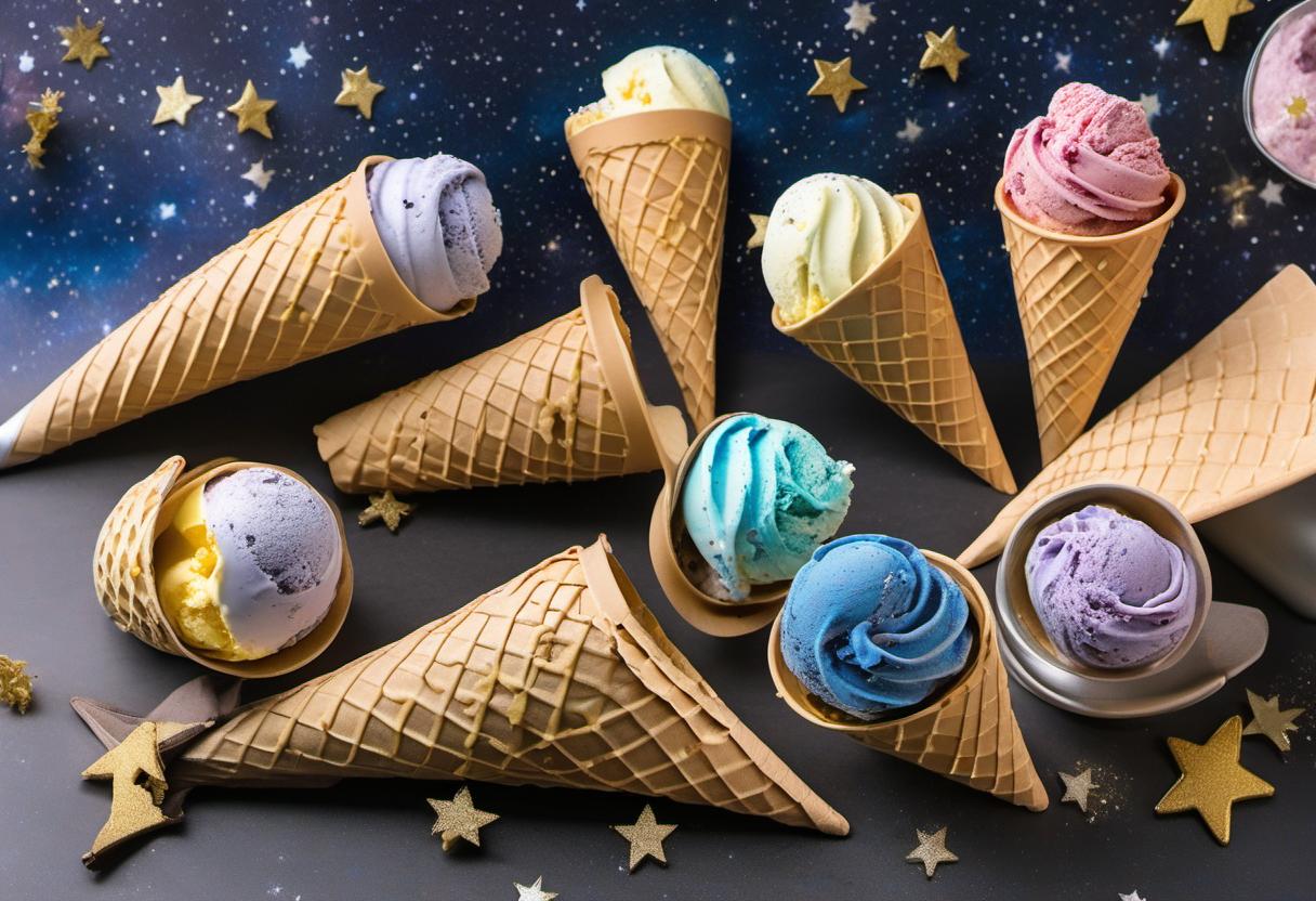 Image showing the final output answering the question: How do I serve Starry Night Sky Gelato in a cone.
