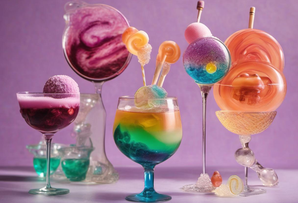 Image showing the final output answering the question: How do I create Lucid Dream Lollipop cocktails.