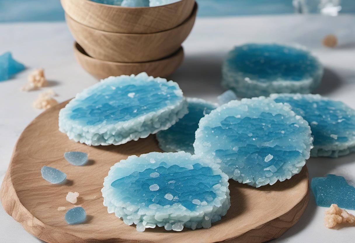 Image showing the final output answering the question: How do I make Water Elemental Wafers sea salt and blue hues.