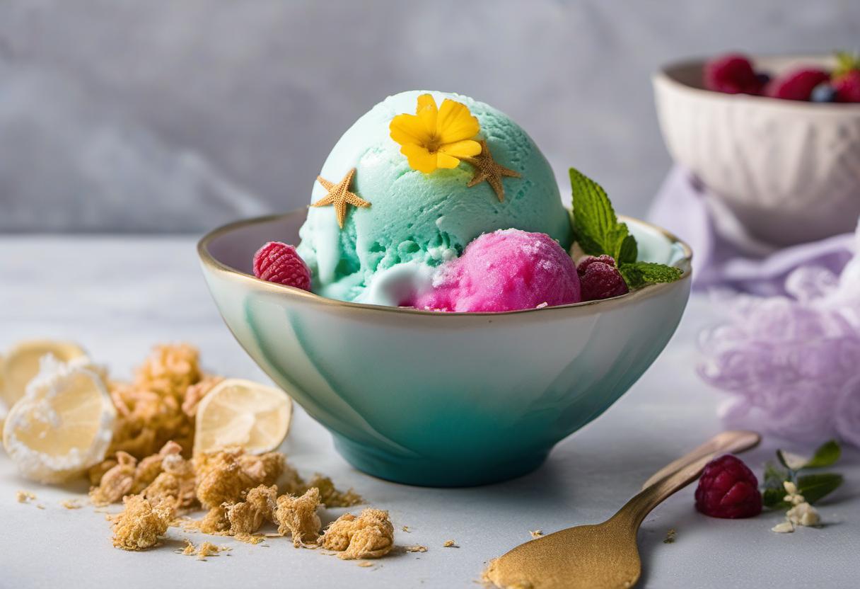 Image showing the final output answering the question: How do I create Starlit Sea Sorbet ice cream bowls.