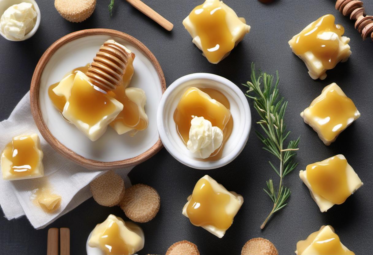 Image showing the final output answering the question: How do I create Hyperborean Honey Brie Bites.