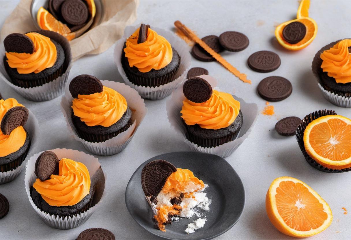 Image showing the final output answering the question: How do I make Orions Orange Oreo Cupcakes.