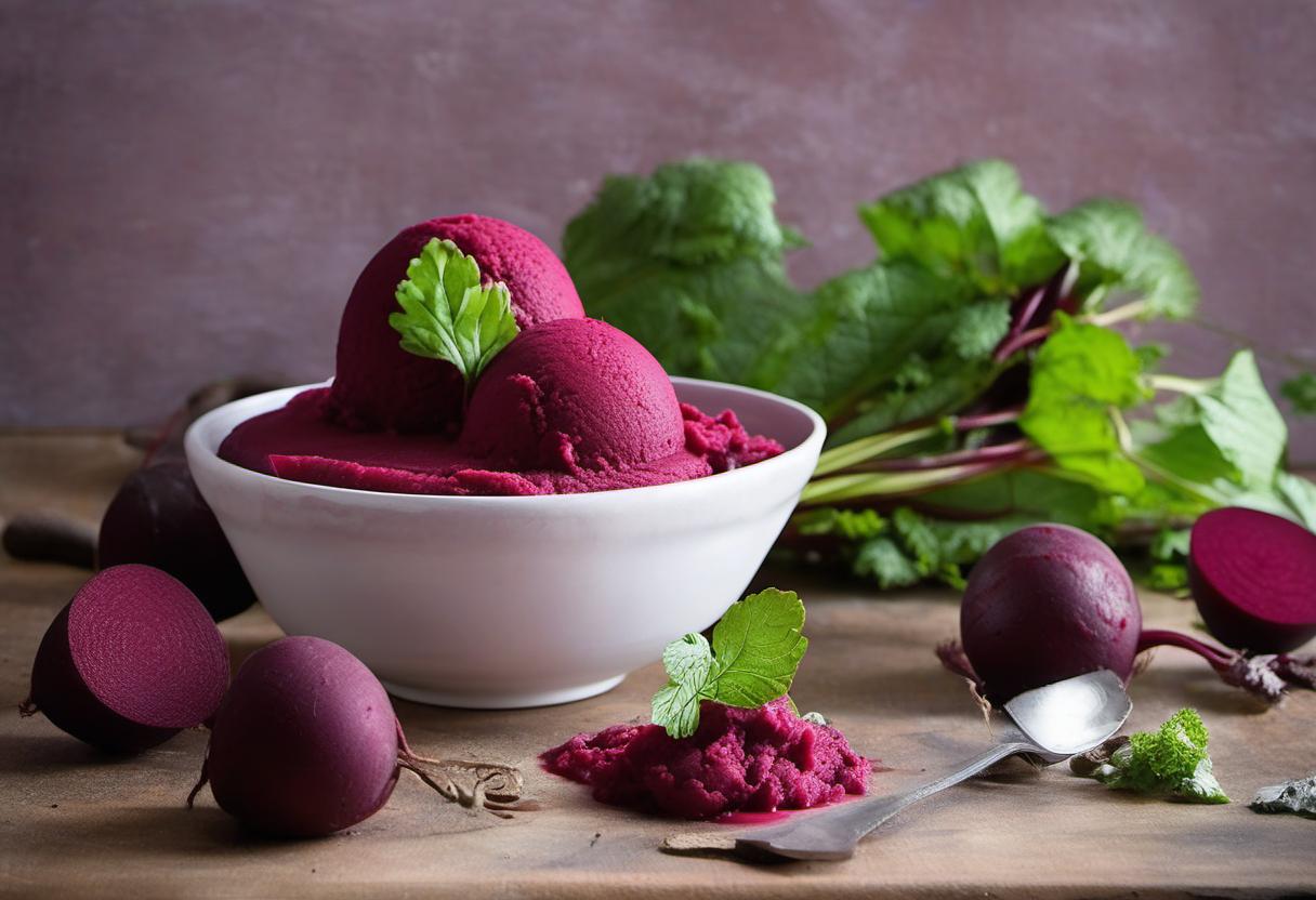 Image showing the final output answering the question: How do I satisfy my sweet tooth with Beetroot Sorbet.