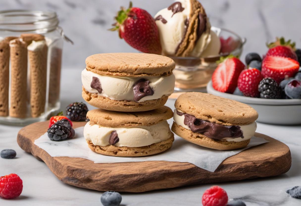 Image showing the final output answering the question: How do I create Sourdough Ice Cream Sandwiches.