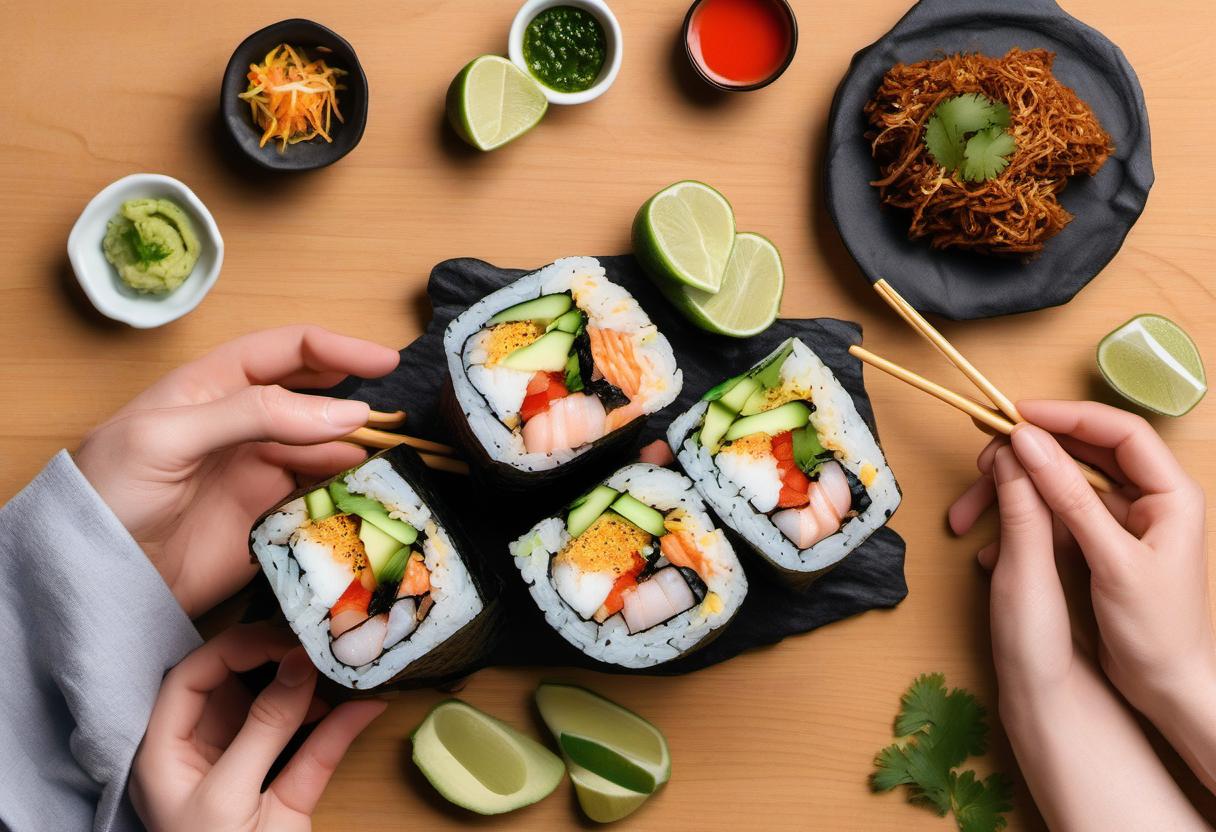 Image showing the final output answering the question: How do I eat a Sushi Burrito.