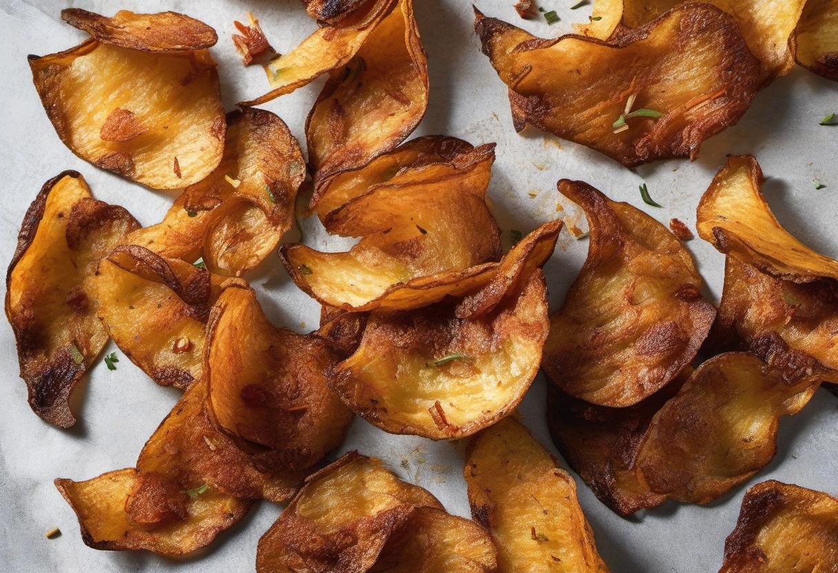 Image showing the final output answering the question: How do I make spicy buffalo potato skin chips.