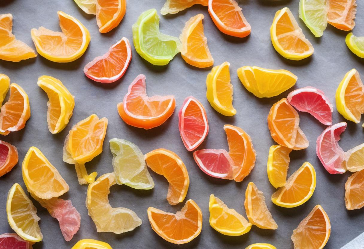 Image showing the final output answering the question: How do I create colorful citrus peel candies.