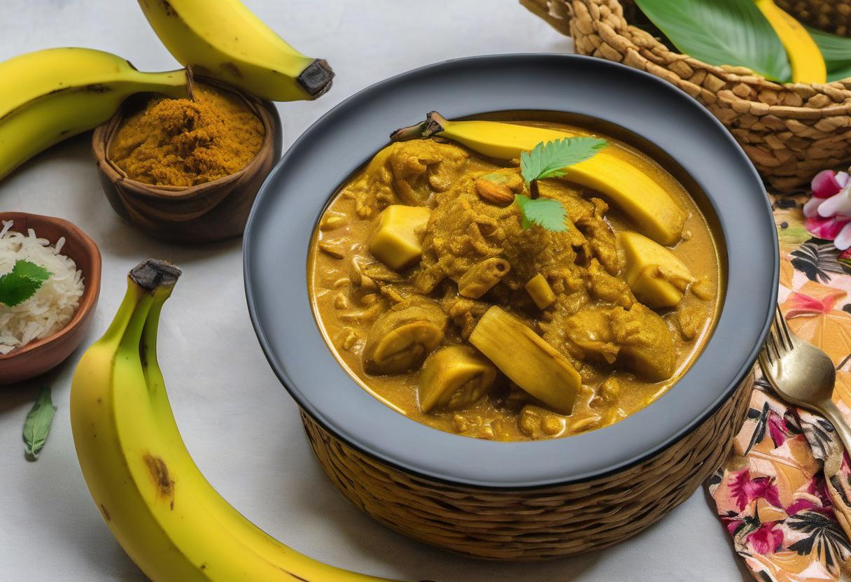 Image showing the final output answering the question: How do I add a tropical touch to my recipes with Banana Peel Curry.