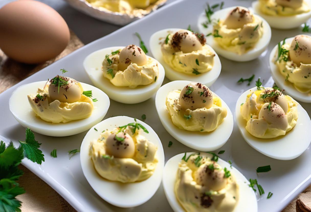 Image showing the final output answering the question: How do I impress with Truffle-infused Deviled Eggs.