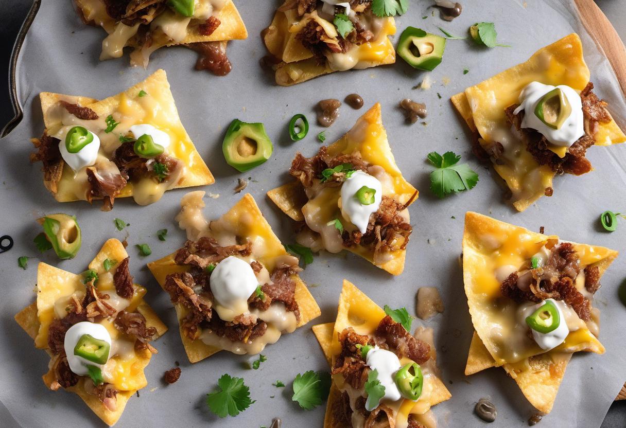 Image showing the final output answering the question: How do I make Cheesy Duck Confit Nachos.