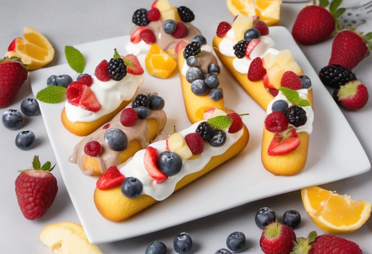 Image showing the final output answering the question: How do I make Gourmet Twinkies with Fresh Cream and Fruit.