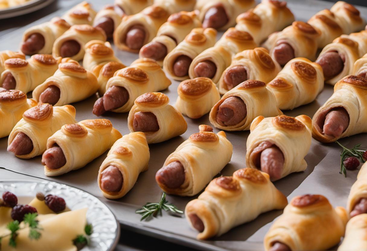 Image showing the final output answering the question: How do I bake Gourmet Pigs in a Blanket.