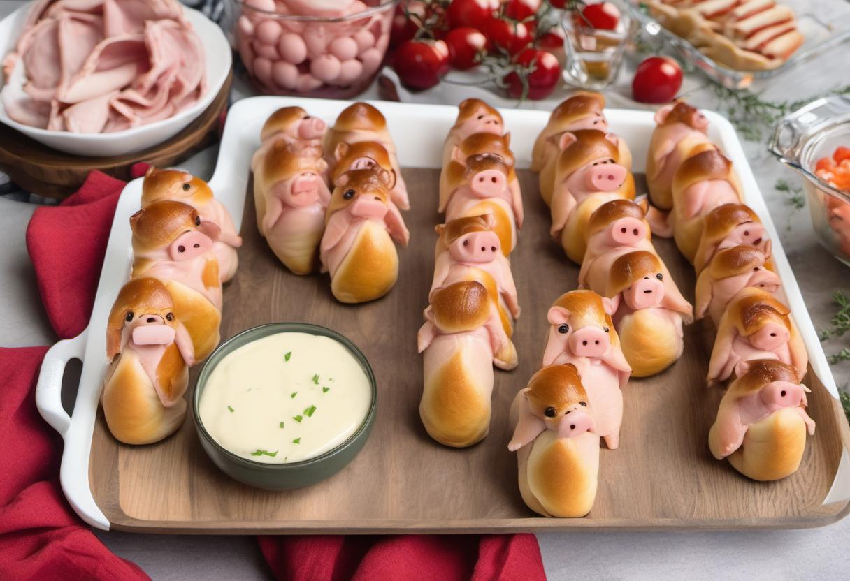 Image showing the final output answering the question: How do I serve Gourmet Pigs in a Blanket with a side of fun.