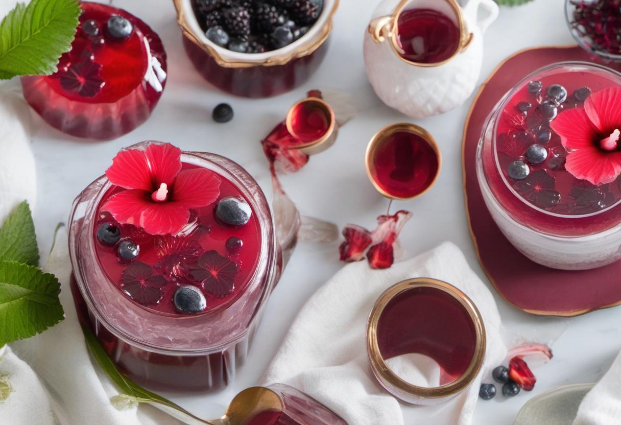 Image showing the final output answering the question: How do I make a refreshing Hibiscus and Berry Gelée.