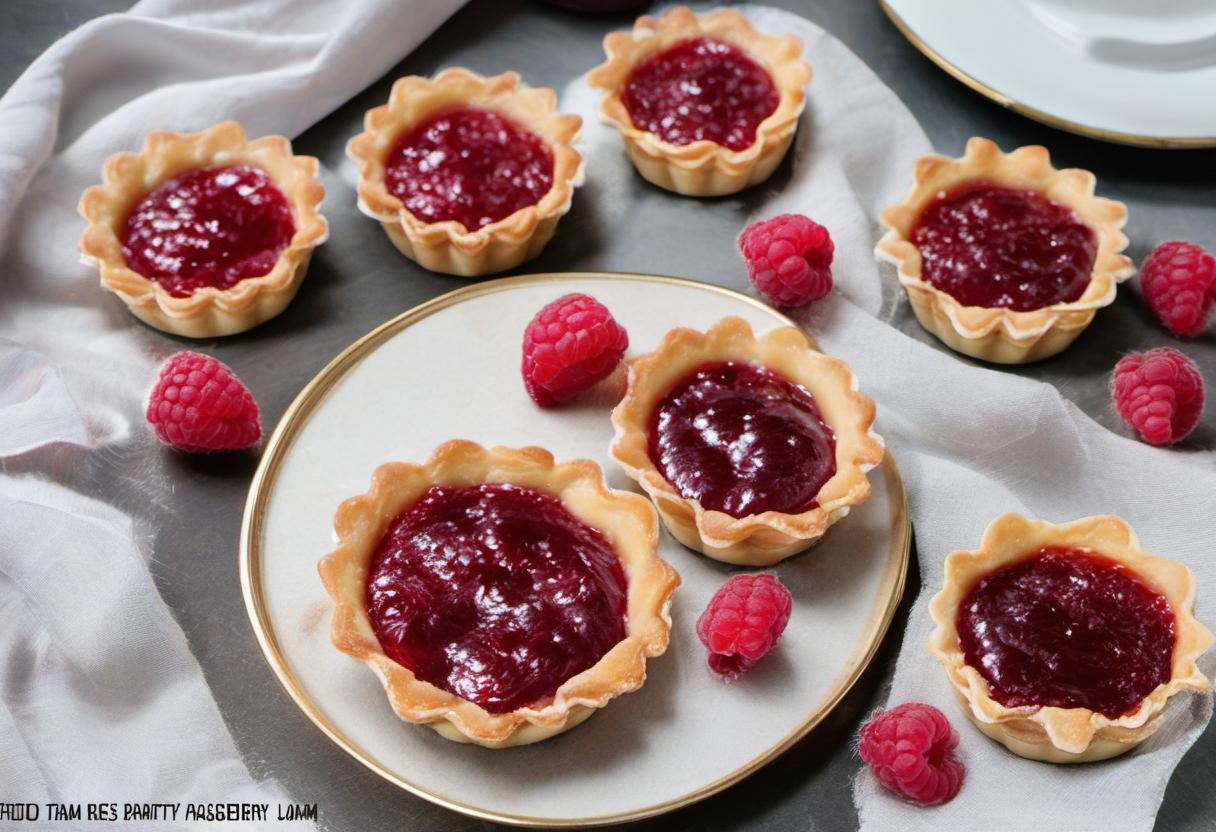 Image showing the final output answering the question: How do I make Rose Petal Raspberry Jam Tartlets.