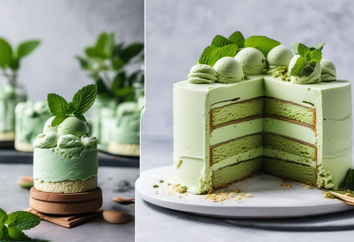 Image showing the final output answering the question: How do I create a show-stopping Matcha Mint Ice Cream Cake.