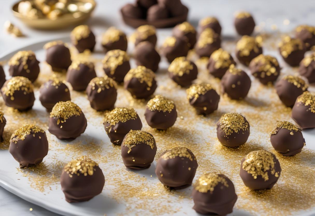 Image showing the final output answering the question: How do I make Chocolate Truffles with Gold Sprinkles.