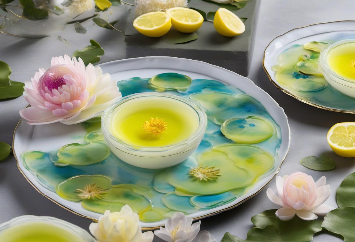 Image showing the final output answering the question: How do I bring art to the table with Monet Water Lilies Lemon Gelée.