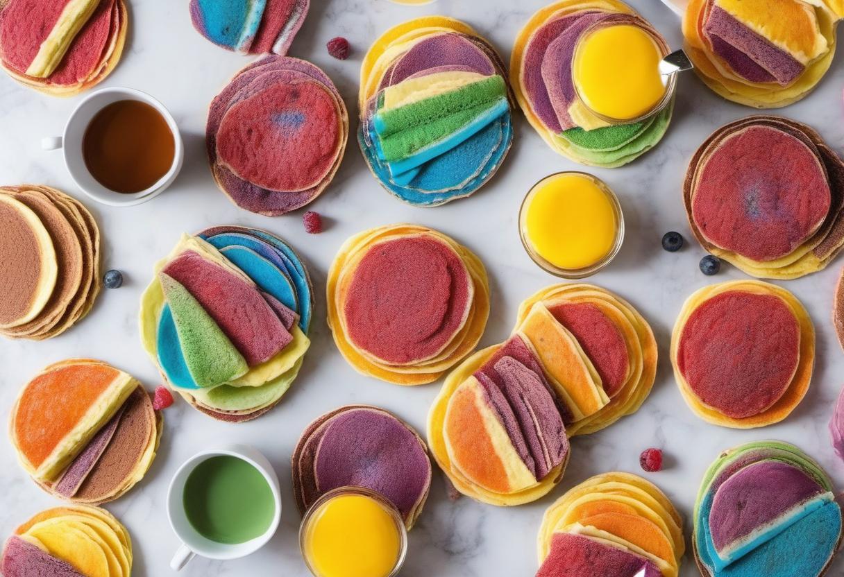Image showing the final output answering the question: How do I make Circular Layered Rainbow Pancakes.