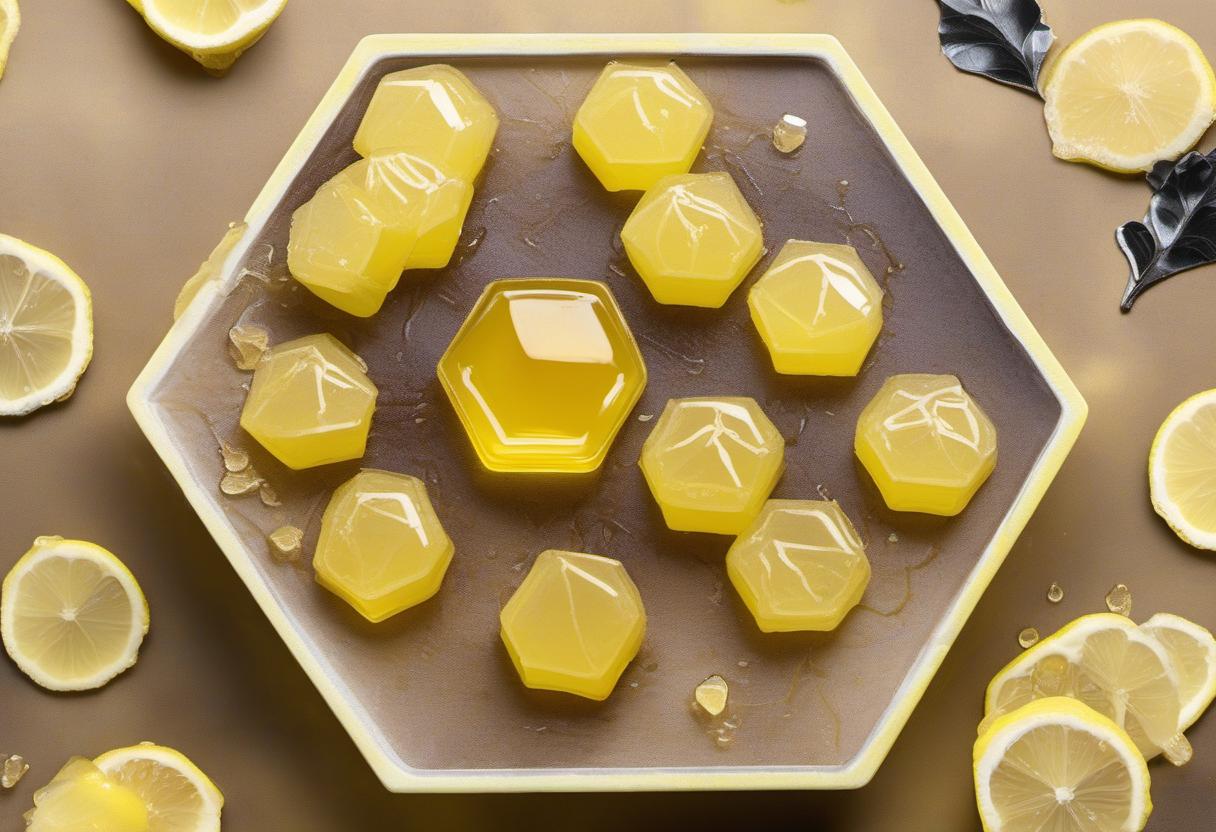Image showing the final output answering the question: How do I turn lemons into Hexagonal Honey Lemon Drops.