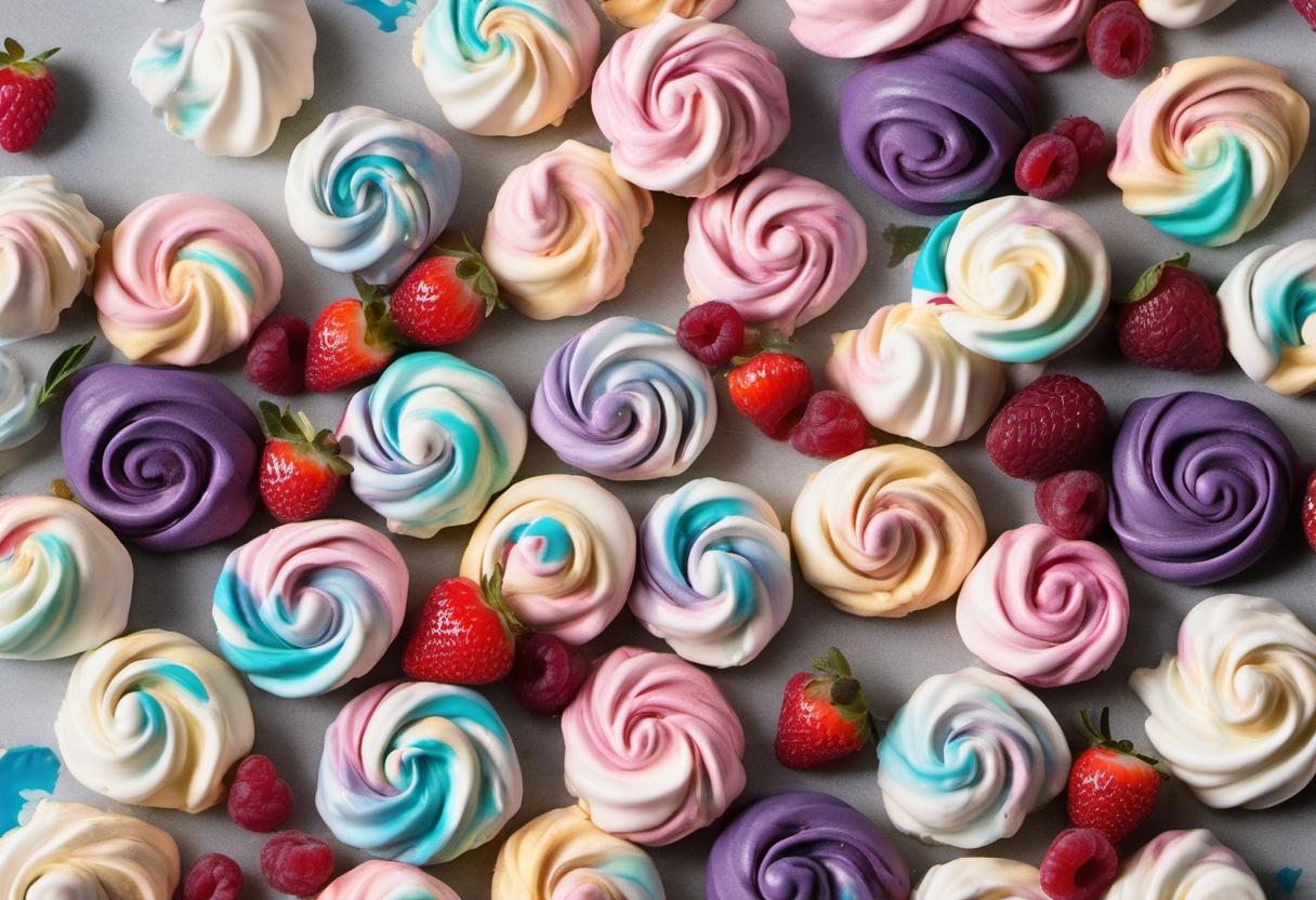 Image showing the final output answering the question: How do I master the art of Swirl Meringue Kisses with Berry Centers.