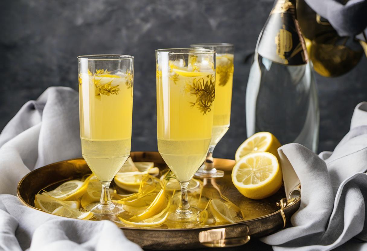 Image showing the final output answering the question: How do I create a fancy twist to Sparkling Saffron Lemonade.