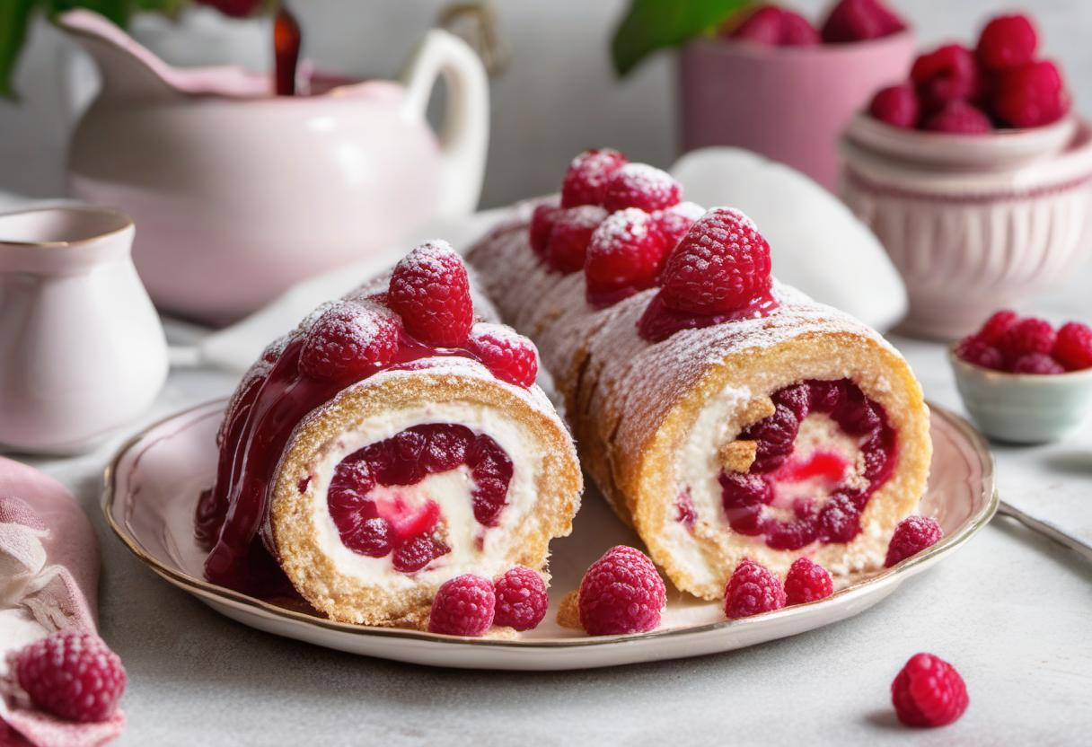 Image showing the final output answering the question: How do I make a Retro Raspberry Roulade.