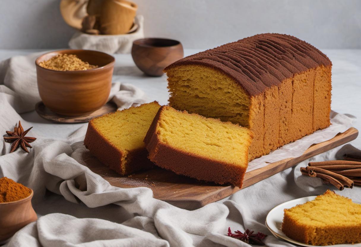 Image showing the final output answering the question: How do I bake a Segmented Spiced Sponge Cake.