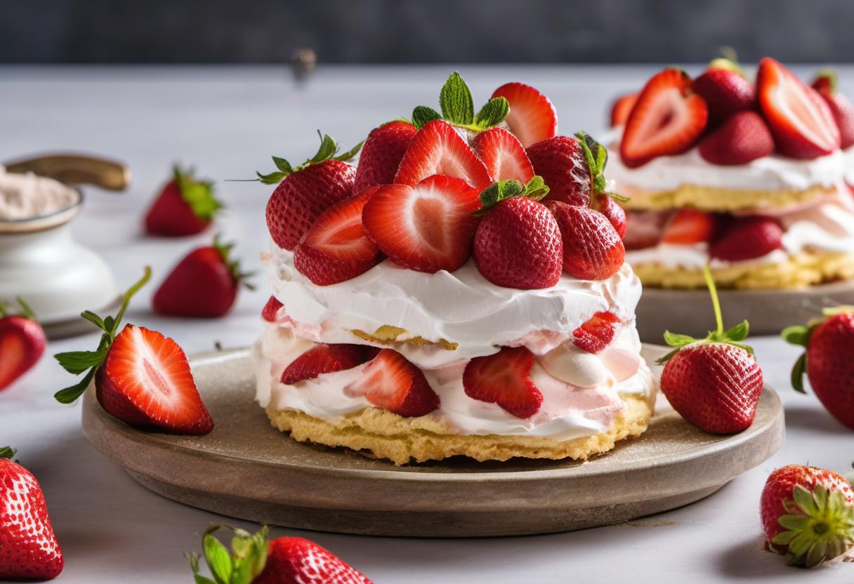 Image showing the final output answering the question: How do I whip up a heavenly stratified strawberry shortcake.