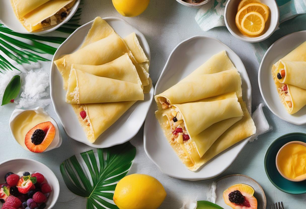 Image showing the final output answering the question: How do I make Caribbean Coconut Crepes with a tropical twist.